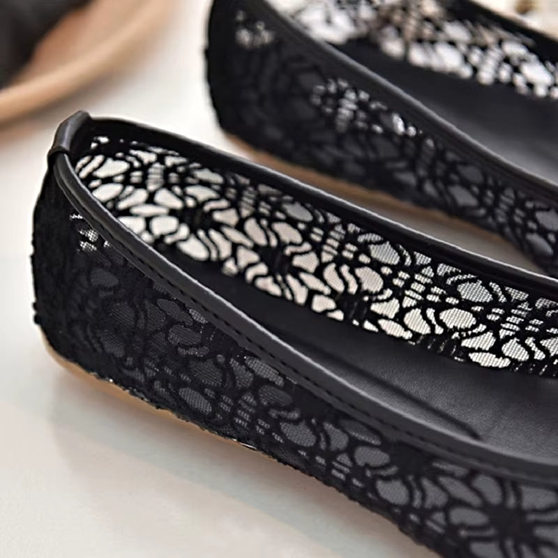 2020 New Women Flats Shoes Ballet Flats Fashion Bow-Knot Women Shoes Slip on Cut Outs Flat Sweet Hollow Summer Female Shoes