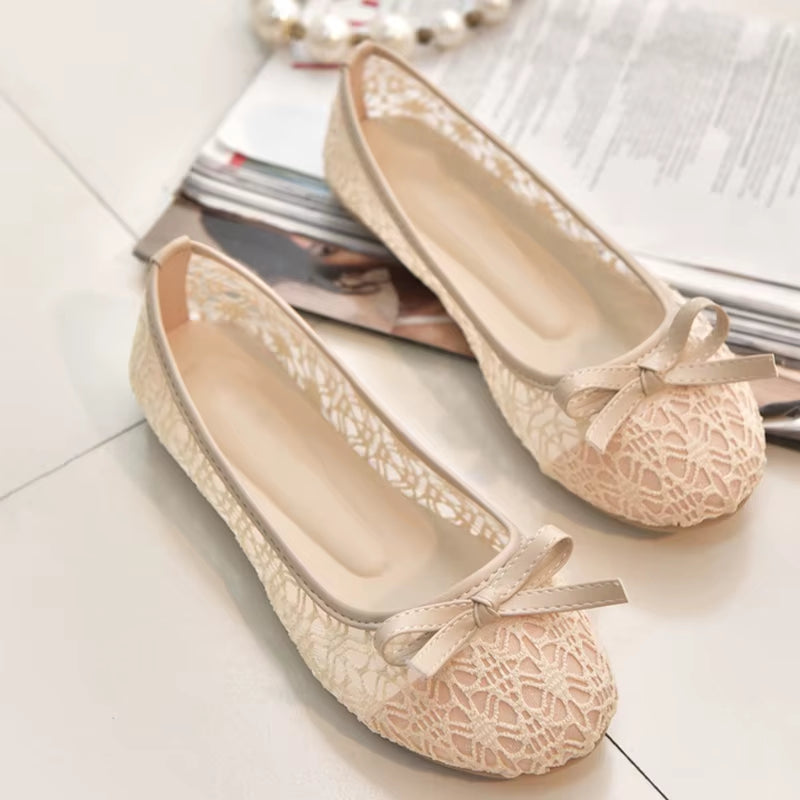 2020 New Women Flats Shoes Ballet Flats Fashion Bow-Knot Women Shoes Slip on Cut Outs Flat Sweet Hollow Summer Female Shoes