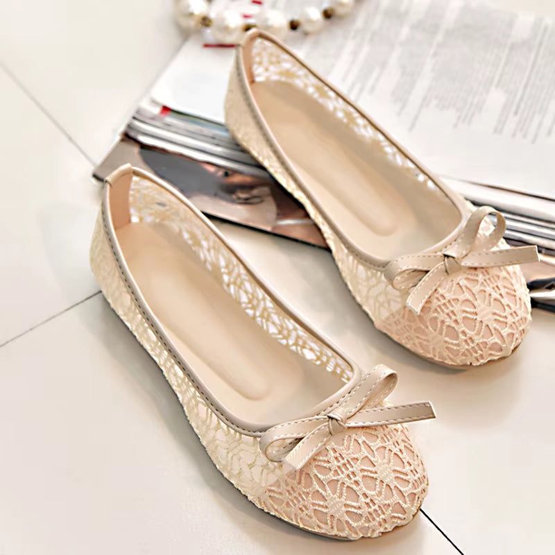 2020 New Women Flats Shoes Ballet Flats Fashion Bow-Knot Women Shoes Slip on Cut Outs Flat Sweet Hollow Summer Female Shoes
