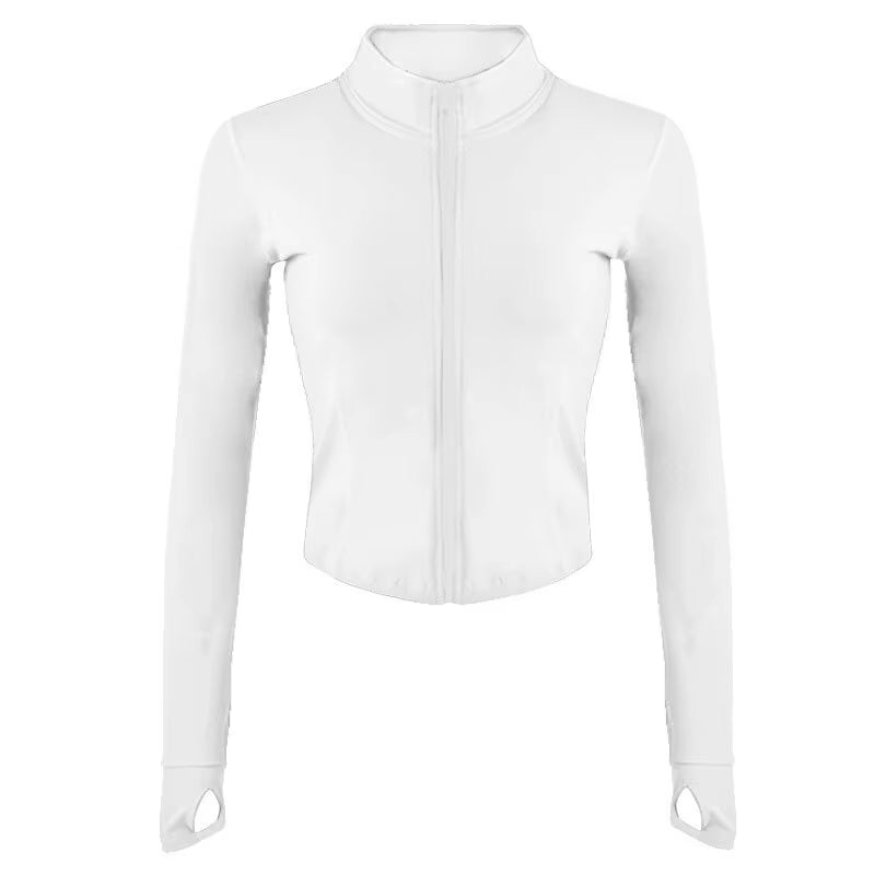 Women'S Tracksuit Jacket Slim Fit Long Sleeved Fitness Coat Yoga Crop Tops with Thumb Holes Gym Jacket Workout Sweatshirts