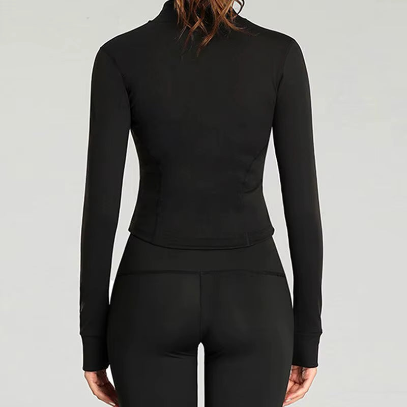 Women'S Tracksuit Jacket Slim Fit Long Sleeved Fitness Coat Yoga Crop Tops with Thumb Holes Gym Jacket Workout Sweatshirts