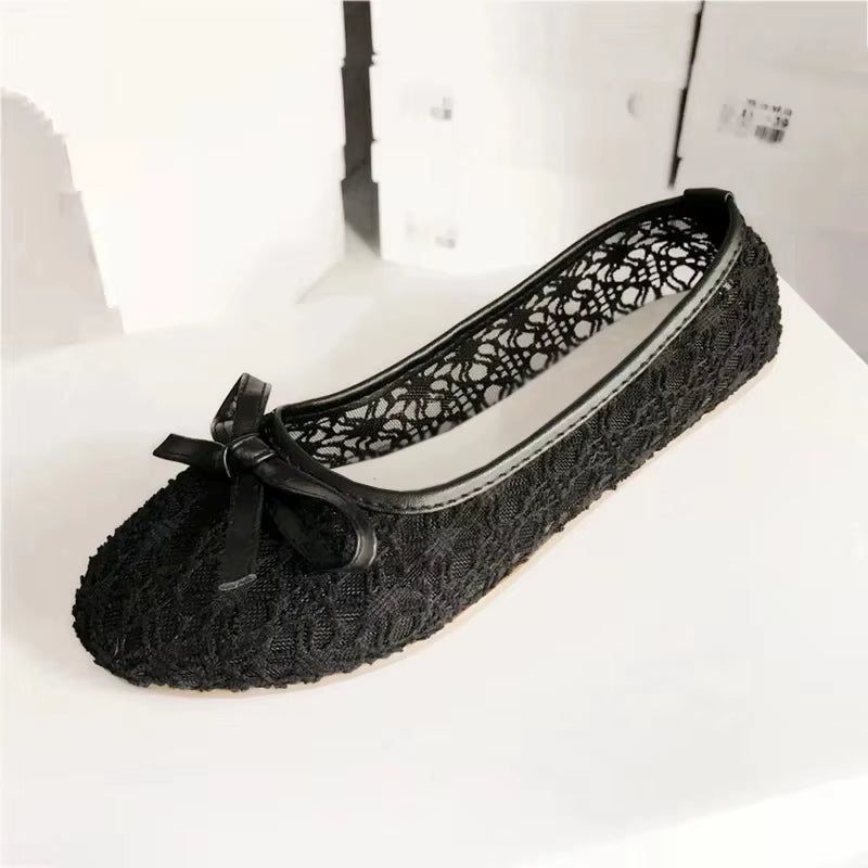 2020 New Women Flats Shoes Ballet Flats Fashion Bow-Knot Women Shoes Slip on Cut Outs Flat Sweet Hollow Summer Female Shoes