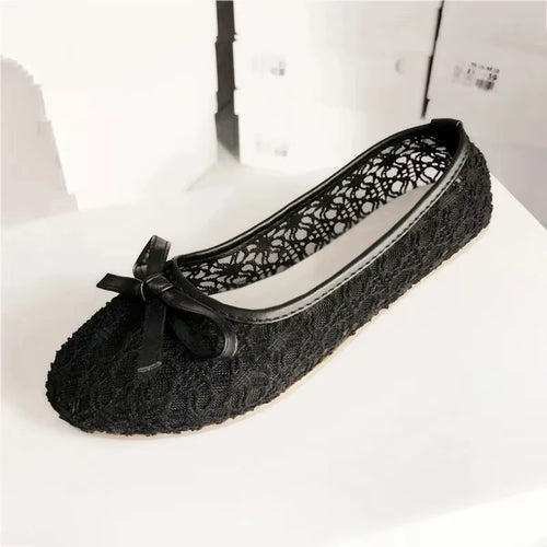 2020 New Women Flats Shoes Ballet Flats Fashion Bow-Knot Women Shoes Slip on Cut Outs Flat Sweet Hollow Summer Female Shoes